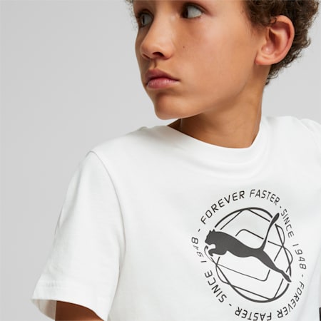 เสื้อยืดเด็กโตลายกราฟิก Active Sports, PUMA White, small-THA