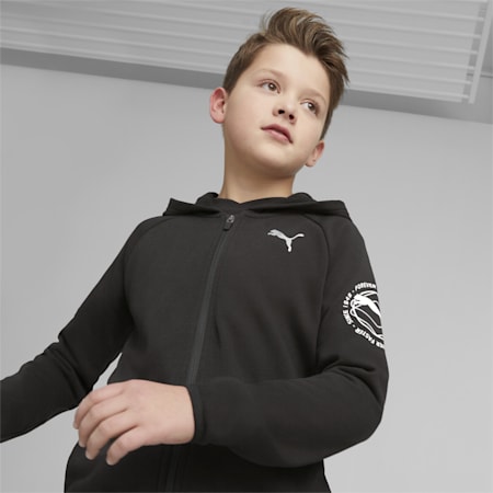 Active Sports Full-Zip Hoodie Youth, PUMA Black, small-SEA