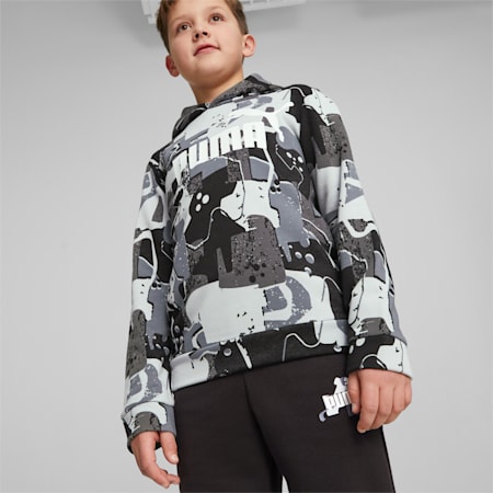 Essentials+ Street Art hoodie met print voor jongeren, PUMA Black, small