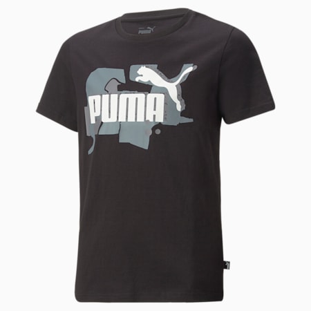 T-shirt con logo Essentials+ STREET ART da ragazzo, PUMA Black, small