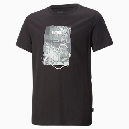 Essentials+ STREET ART Graphic Tee Youth, PUMA Black, small-SEA