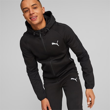 EVOSTRIPE Men's Full-Zip Hoodie, PUMA Black, small-AUS