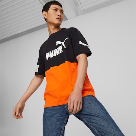 PUMA POWER Colourblock Tee Men, Cayenne Pepper, small-DFA