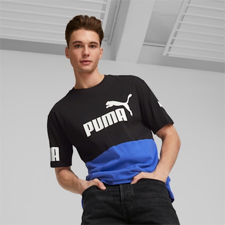 PUMA POWER Men's Colourblock Tee, Royal Sapphire, small-AUS