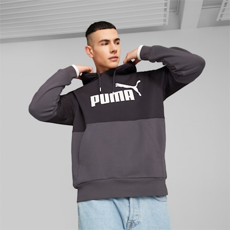 PUMA POWER Men's Colourblock Hoodie, PUMA Black, small-AUS