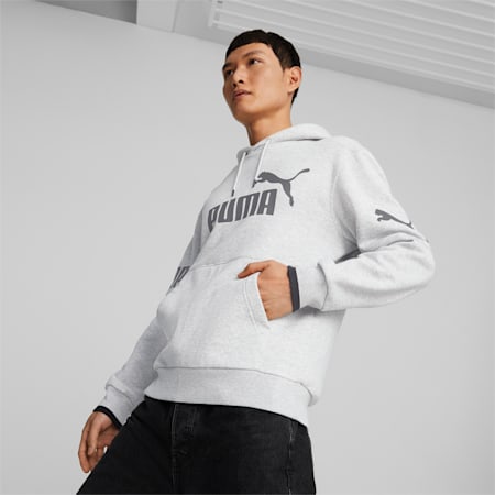 PUMA POWER Men's Colourblock Hoodie, Light Gray Heather, small-AUS