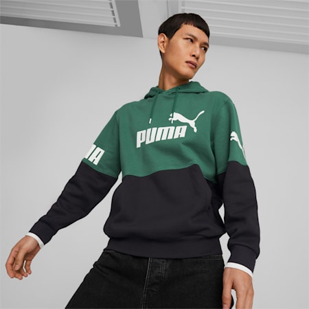 PUMA POWER Men's Colourblock Hoodie, Vine, small-AUS