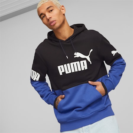 PUMA POWER Men's Colourblock Hoodie, Royal Sapphire, small-AUS