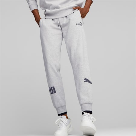 PUMA POWER Men's Sweatpants, Light Gray Heather, small-AUS