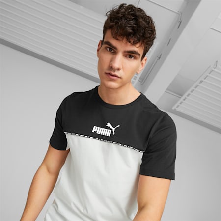 Essentials Block Tape Men's T-Shirt, PUMA Black, small-AUS