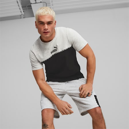 Essentials Block Tape Tee Men, Light Gray Heather, small