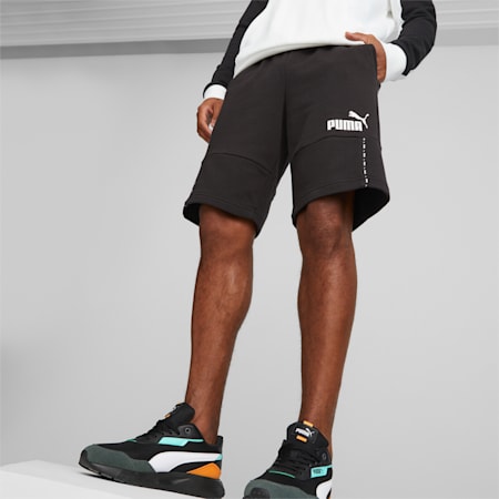 Essentials Block Tape Shorts Men, PUMA Black, small-DFA