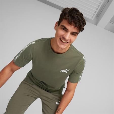 Essentials Tape Camo Tee Men, Green Moss, small-THA