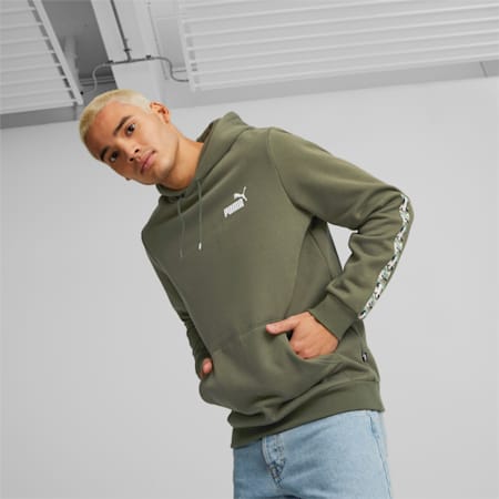 Essentials Tape Camo Hoodie Men, Green Moss, small-AUS