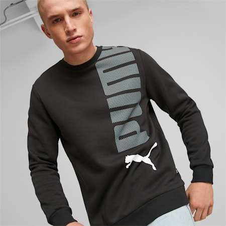 Essentials+ Men's Logo Lab Crew Neck Sweatshirt, PUMA Black, small-AUS