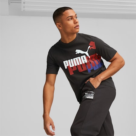 Essentials+ Logo Power Tee Men, PUMA Black-Warm earth, small-AUS