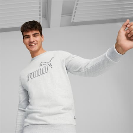Essentials+ Crew Neck Sweatshirt Men, Light Gray Heather, small-AUS