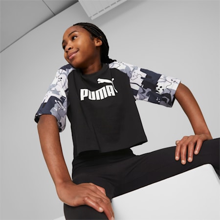 Essentials+ Street Art Printed Tee Youth, PUMA Black, small-SEA