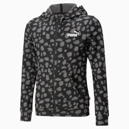 Essentials+ Animal hoodie met rits voor jongeren, PUMA Black, small