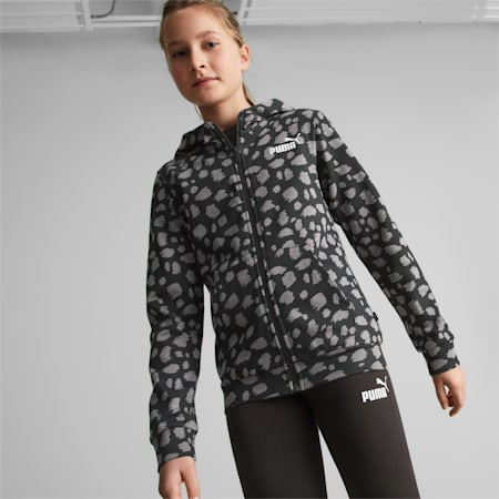 Essentials+ Animal Full-Zip Hoodie - Girls 8-16 years, PUMA Black, small-AUS