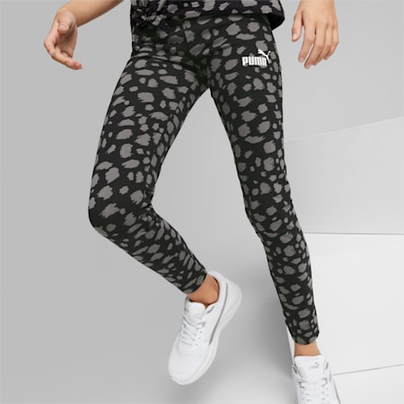 Essentials+ ANIMAL Printed Leggings - Girls 8-16 years, PUMA Black, small-AUS