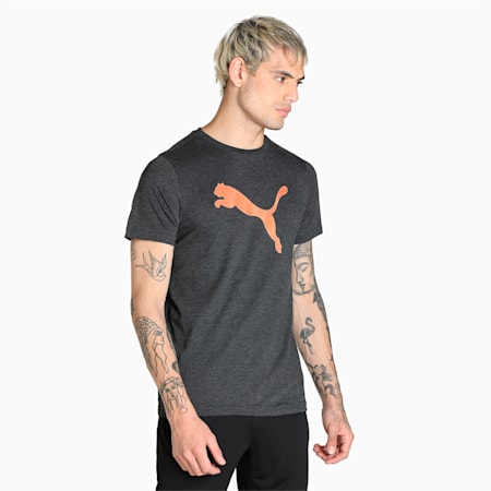 Dotted Logo Men's T-Shirt, Puma Black Heather, small-IND