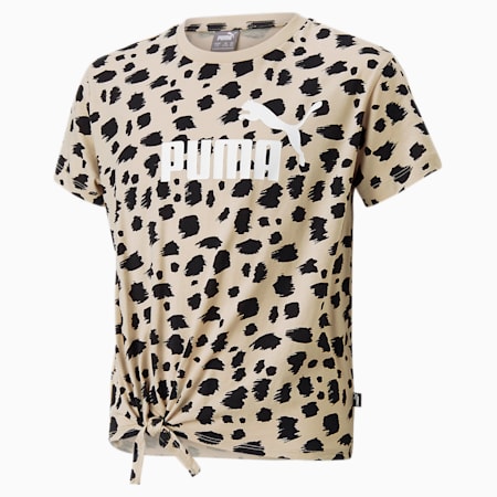 Essentials+ Animal Printed Knotted T-Shirt Teenager, Granola, small
