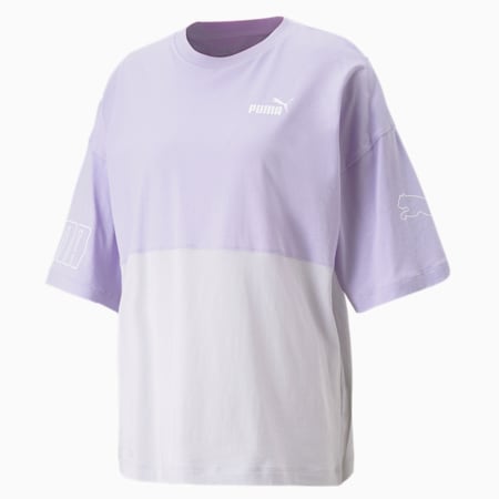 PUMA POWER Women's Colourblock Tee, Vivid Violet, small-AUS