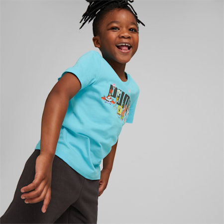 Dziecięca koszulka PUMA x SPONGEBOB Logo, Hero Blue, small