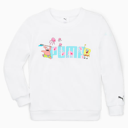 PUMA x SPONGEBOB Crewneck Sweatshirt - Kids 4-8 years, PUMA White, small-AUS