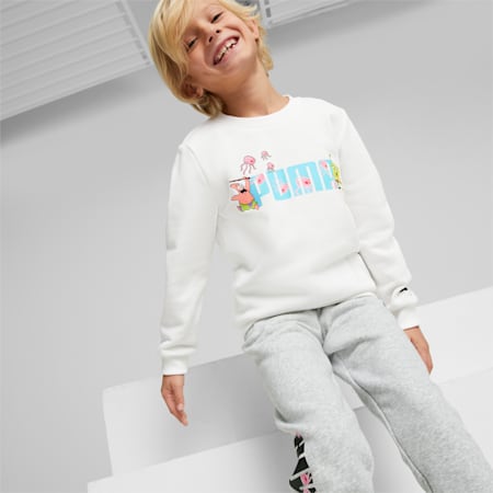 PUMA x SPONGEBOB Crewneck Sweatshirt - Kids 4-8 years, PUMA White, small-AUS