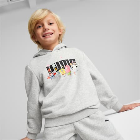 PUMA x SPONGEBOB Hoodie Kids, Light Gray Heather, small