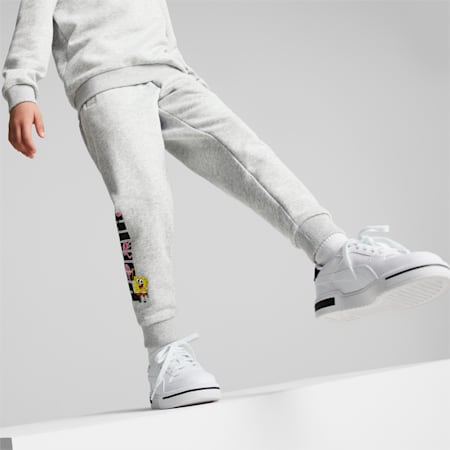 PUMA x SPONGEBOB Sweatpants - Kids 4-8 years, Light Gray Heather, small-AUS