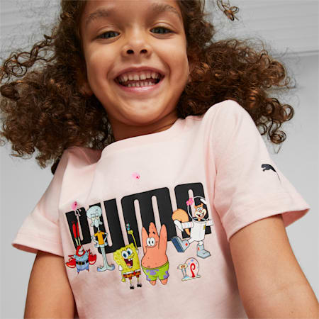 PUMA x SPONGEBOB Tee and Shorts Set Kids, Rose Dust-light gray heather, small-SEA