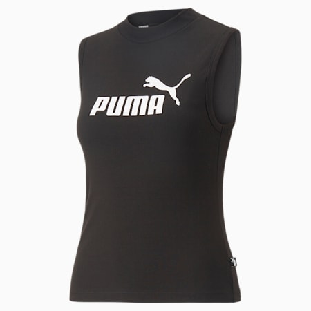 Essentials Slim Logo tanktop voor dames, PUMA Black, small