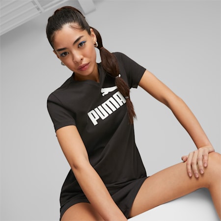 Camiseta con cuello de pico para mujer Essentials, PUMA Black, small