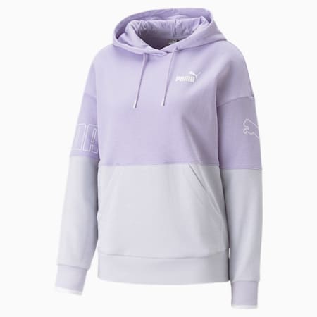 PUMA POWER Women's Colourblock Hoodie, Vivid Violet, small-AUS