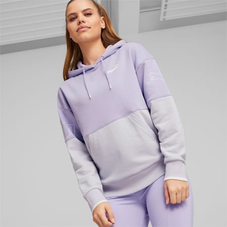 PUMA POWER Women's Colourblock Hoodie, Vivid Violet, small-AUS