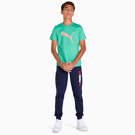 Cat Logo Youth Regular Fit T-Shirt, Green Glimmer, small-IND