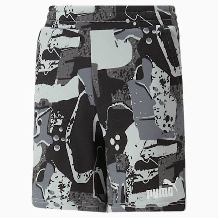 Essentials+ STREET ART Printed Shorts - Boys 8-16 years, PUMA Black, small-AUS