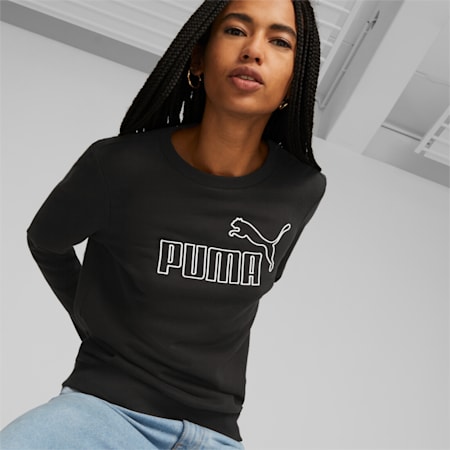 Essentials+ Crew Neck Women's Sweatshirt, PUMA Black, small-AUS