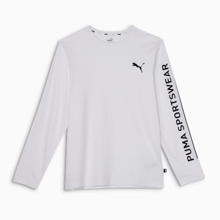 Essentials Men's Long Sleeve Tee, Puma White, small-AUS