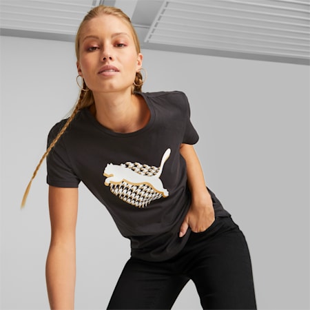 GRAPHICS Houndstooth Tee Women PUMA Black PUMA SHOP ALL PUMA PUMA