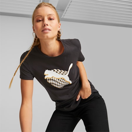 GRAPHICS Houndstooth Tee Women, PUMA Black, small-THA