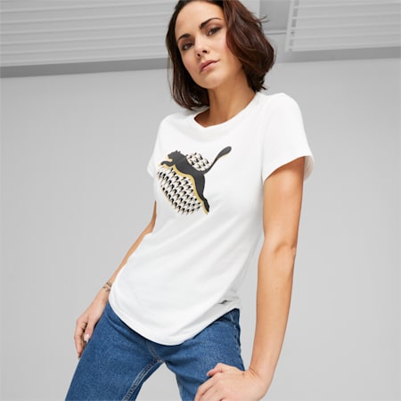 GRAPHICS Houndstooth Tee Women, PUMA White, small-PHL