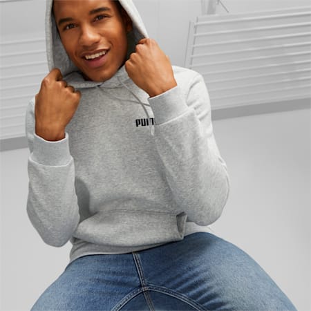 Essentials+ Two-Colour Small Logo Hoodie Men, Light Gray Heather, small