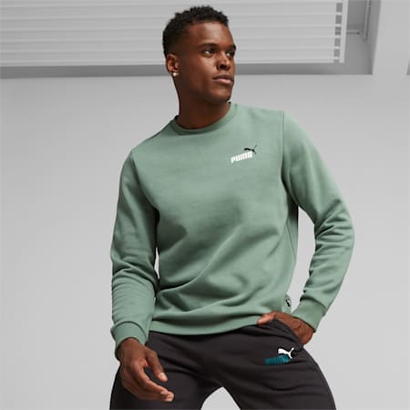 Essentials+ 2 Colour Small Logo Crew Neck Sweatshirt Herren, Eucalyptus, small