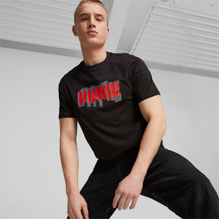 Graphics Wording Tee Men, PUMA Black, small-THA