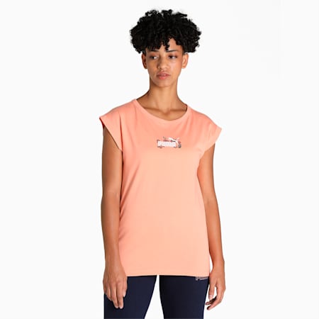 Essential Sleeveless Women's T-Shirt, Peach Pink, small-IND