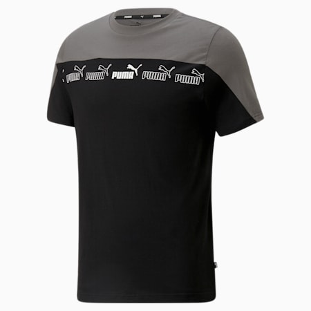 Around the Block T-shirt voor heren, Puma Black-Castlerock, small